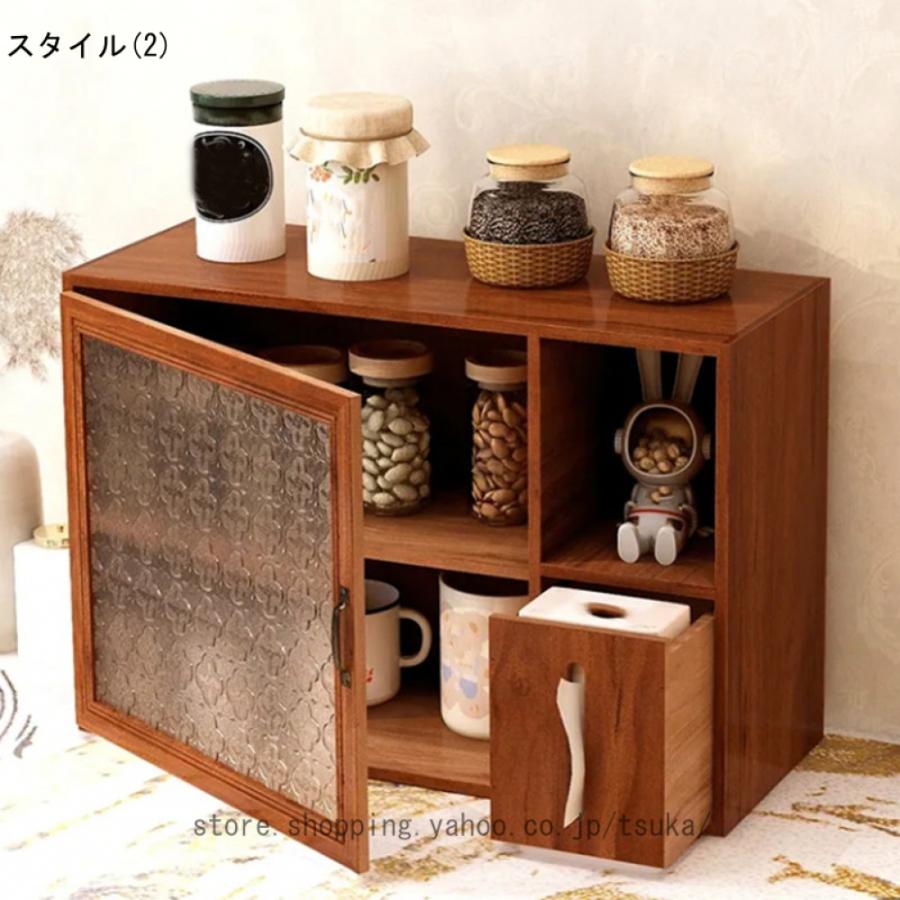 食器棚 小型 ミニ食器棚 ナチュラル 木製 ロータイプ