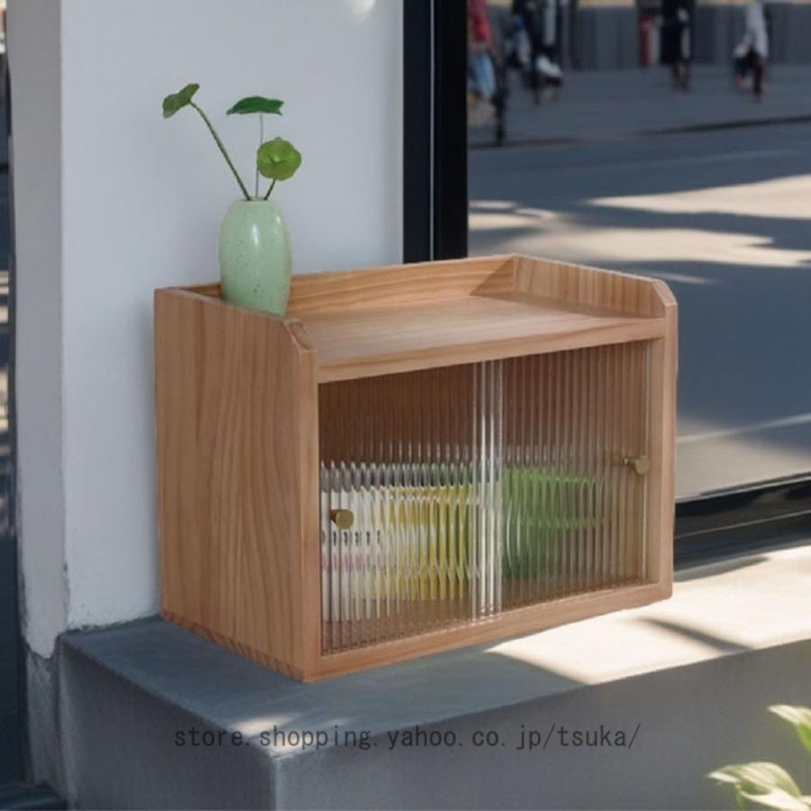 ミニ食器棚 ロータイプ 木製 大容量 安定 フラットタイプ ウォールナット 防塵 防湿 防虫 フラップ扉 おしゃれ キッチン キャビネット 食器 調味料入れ 鍋_11