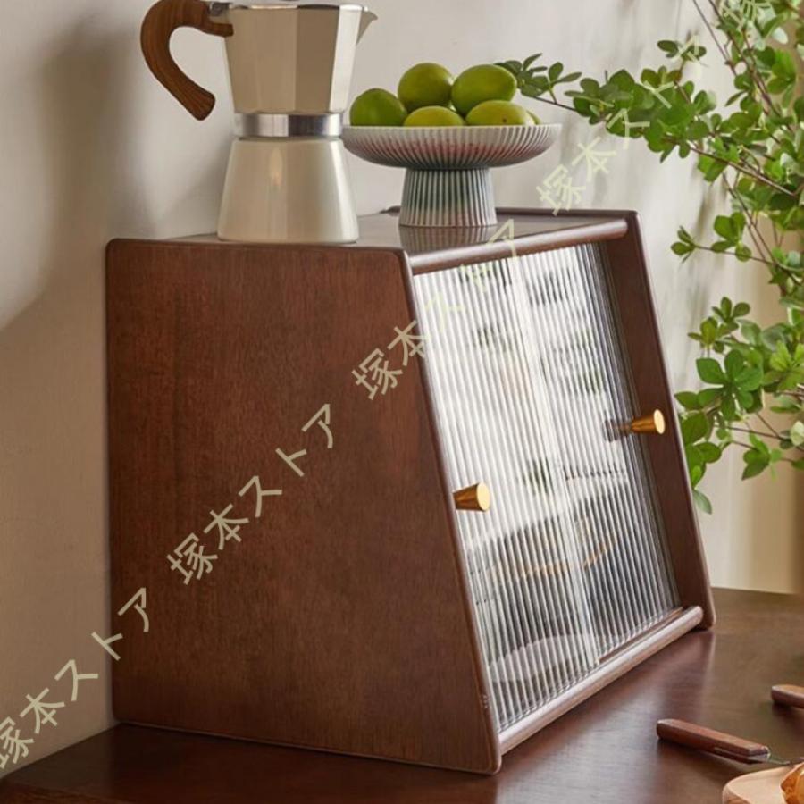 食器棚 本棚 透明扉付き 大容量 キッチン収納 木製 キャビネット 防塵キャビネット ミニ食器棚 卓上食器棚 カップボード 上置き カウンター上収納棚_13