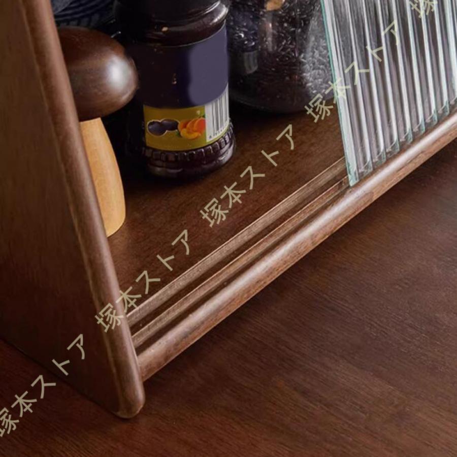 食器棚 本棚 透明扉付き 大容量 キッチン収納 木製 キャビネット 防塵キャビネット ミニ食器棚 卓上食器棚 カップボード 上置き カウンター上収納棚_16