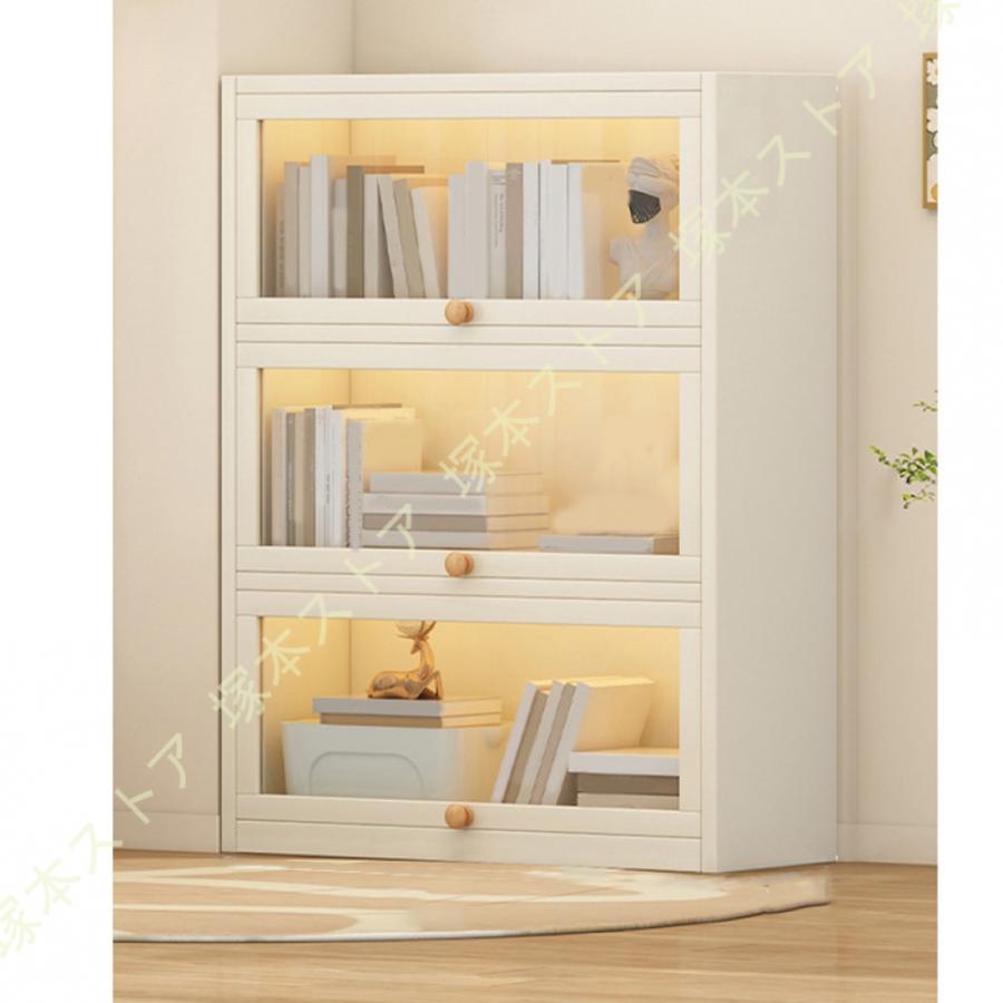 本棚 収納棚 木製 コミック 透明扉付き 整理棚 大容量 省スペース