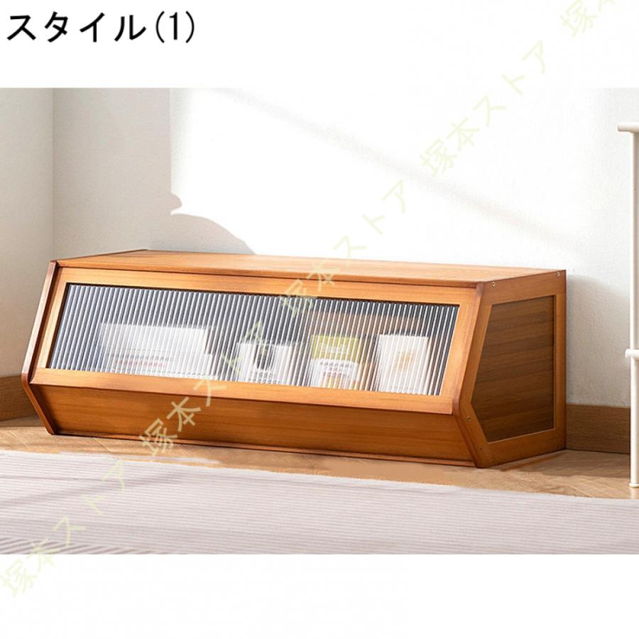 ナイトテーブル サイドチェスト 収納棚 リビングキャビネット 収納 チェスト テレビ台 サイドボード 大容量収納 木製 木目調 ラタン調_9