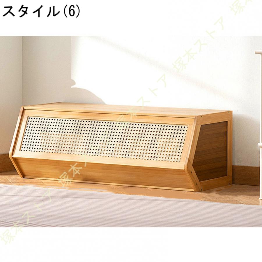 ナイトテーブル サイドチェスト 収納棚 リビングキャビネット 収納 チェスト テレビ台 サイドボード 大容量収納 木製 木目調 ラタン調_14
