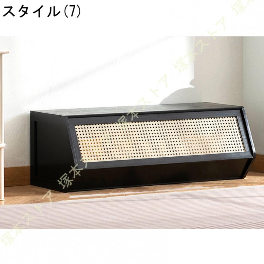 ナイトテーブル サイドチェスト 収納棚 リビングキャビネット 収納 チェスト テレビ台 サイドボード 大容量収納 木製 木目調 ラタン調_15