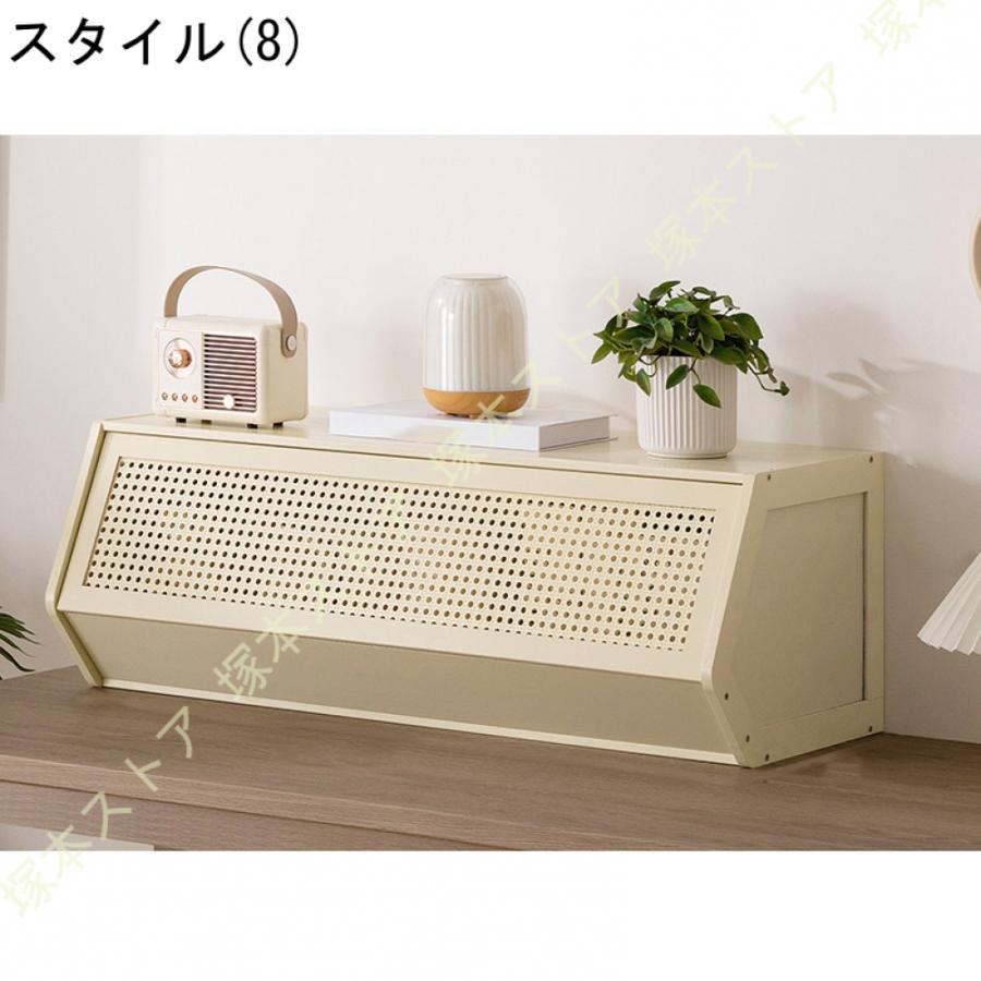 ナイトテーブル サイドチェスト 収納棚 リビングキャビネット 収納 チェスト テレビ台 サイドボード 大容量収納 木製 木目調 ラタン調_16