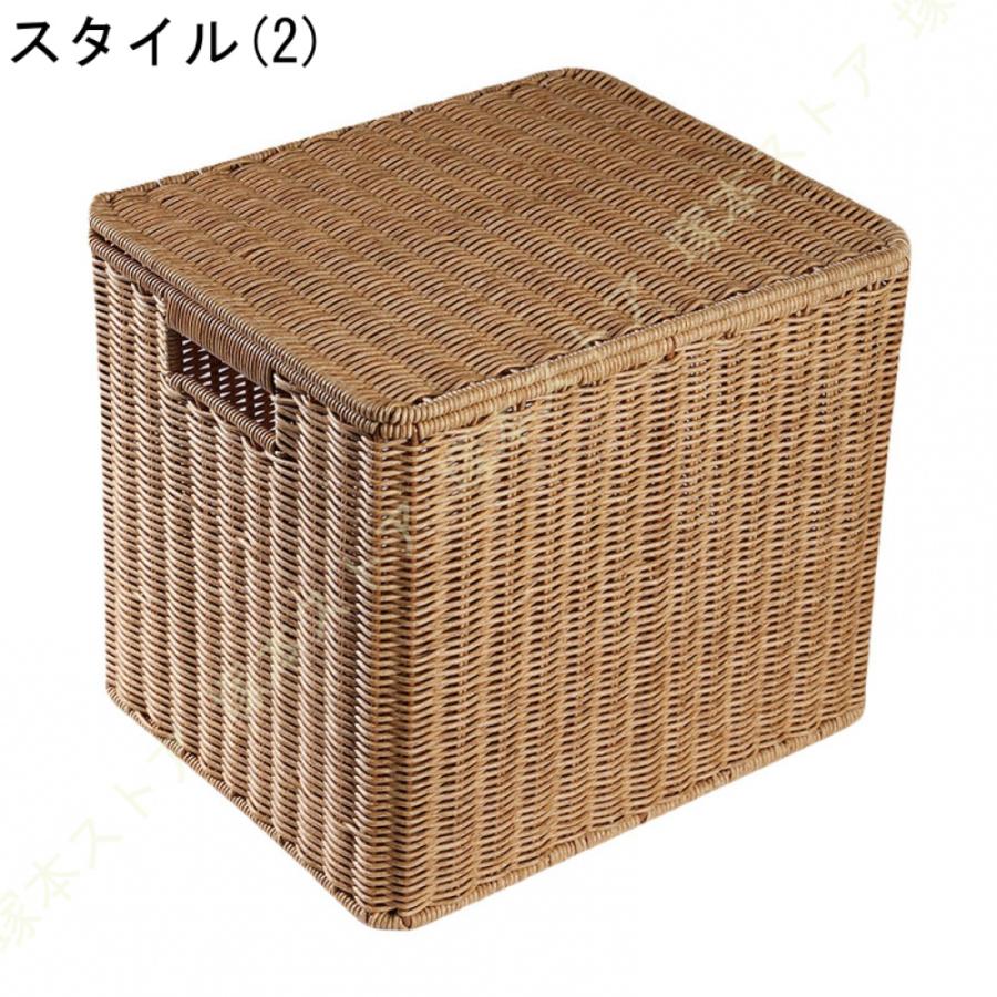 収納ボックス 衣類収納 蓋付き 収納かご 藤製 収納バスケット 通気