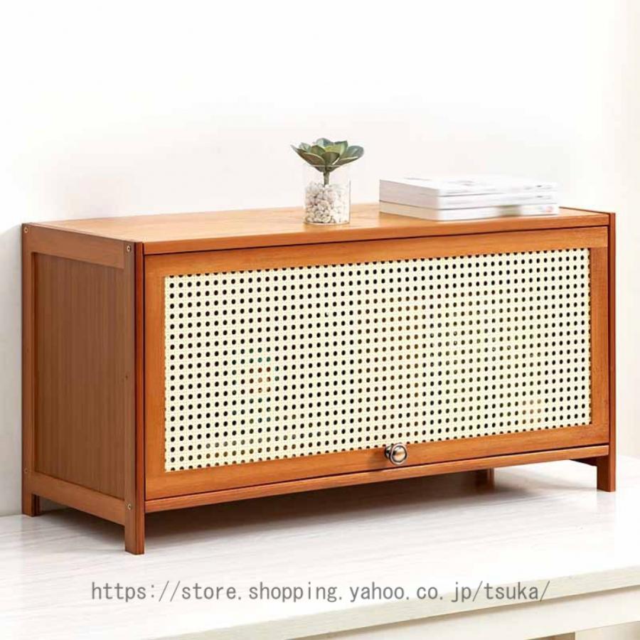 収納キャビネット 扉付き ミニ 卓上 竹製 デスクオーガナイザー 小物