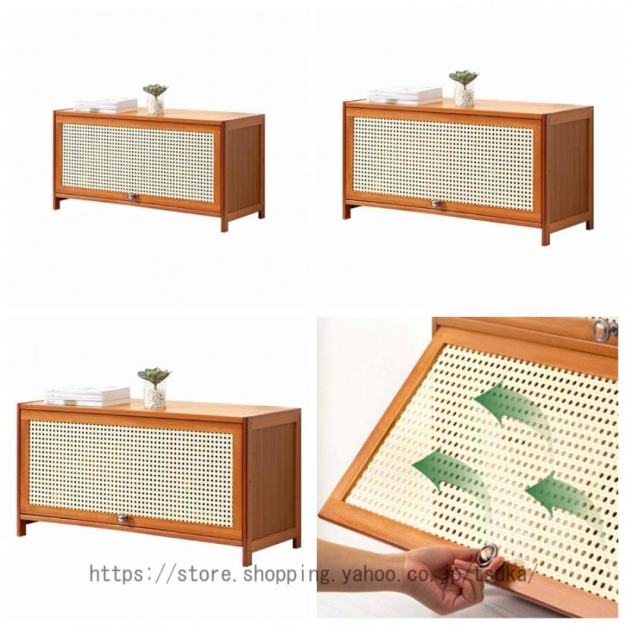 収納キャビネット 扉付き ミニ 卓上 竹製 デスクオーガナイザー 小物