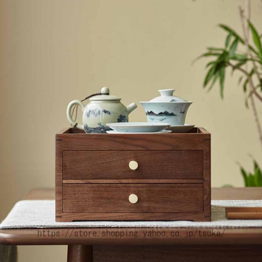 取っ手付き ミニチェスト 木製 卓上収納ボックス 天然木の風合い