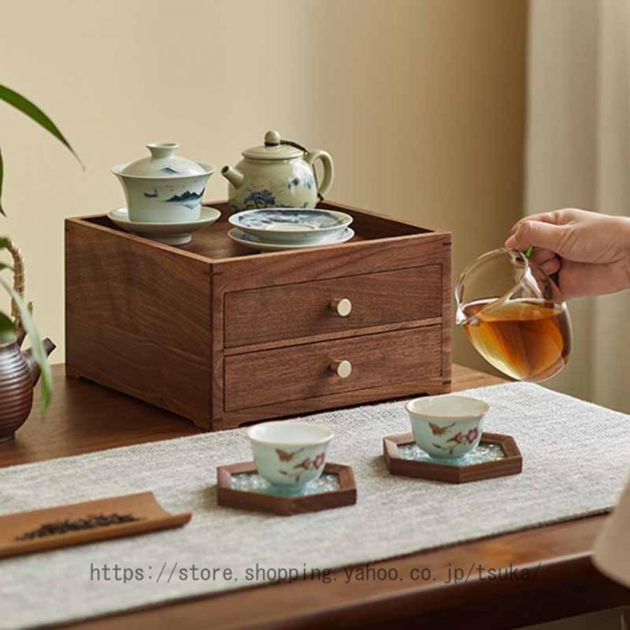 取っ手付き ミニチェスト 木製 卓上収納ボックス 天然木の風合い