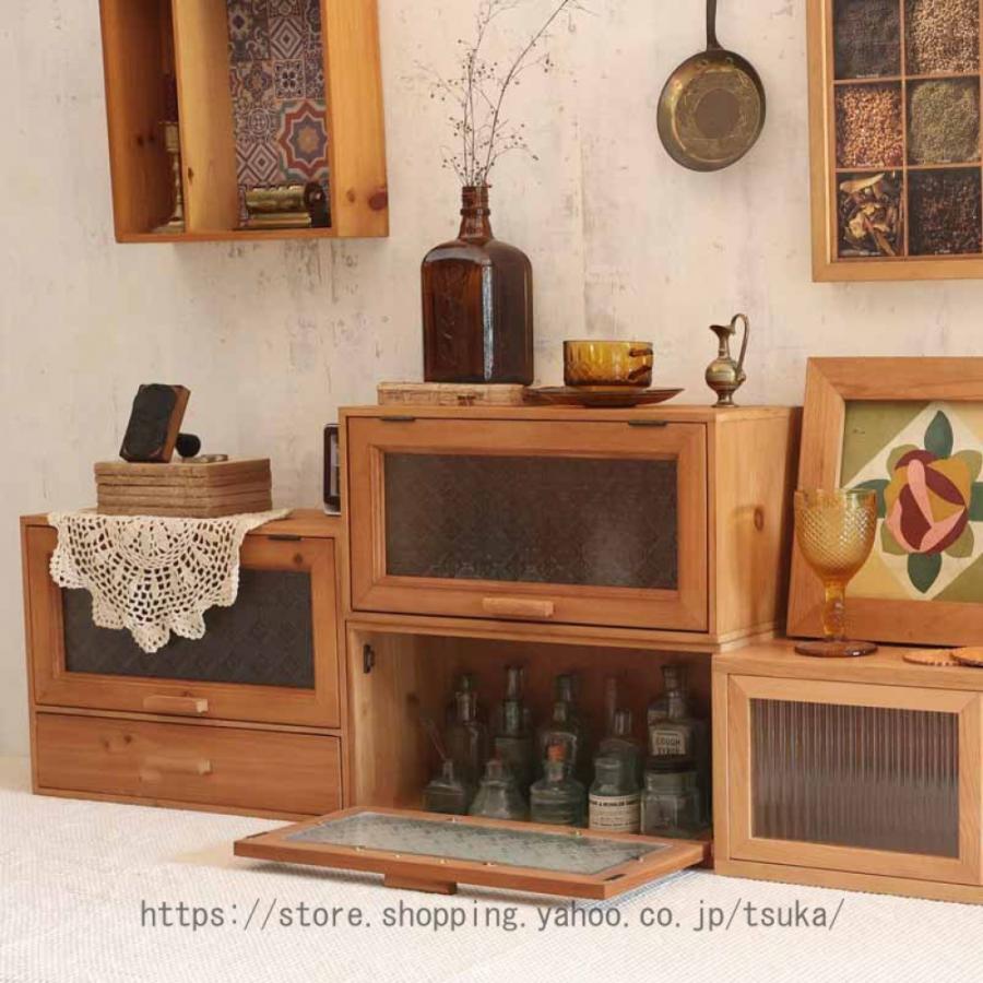 ミニ食器棚 扉付き ミニ 卓上キャビネット 収納ボックス 取っ手付き