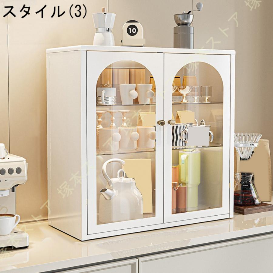 収納キャビネット ミニ食器棚 木製 デスクトップ カップホルダー 台所 キッチン ダイニングテーブル リビングルーム サイドボード 防塵 防湿 防虫 カップ_10