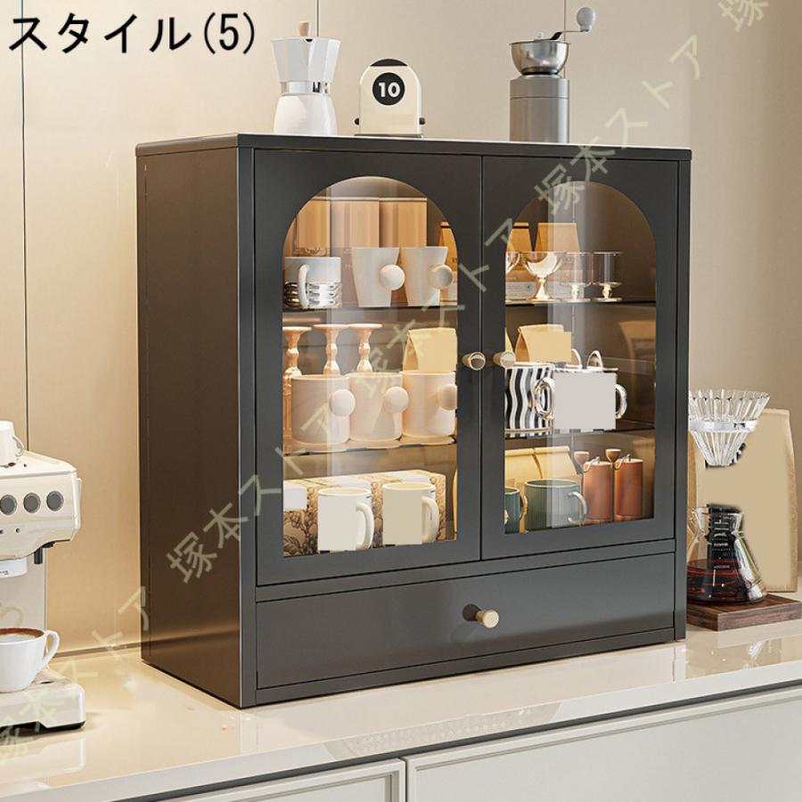 収納キャビネット ミニ食器棚 木製 デスクトップ カップホルダー 台所 キッチン ダイニングテーブル リビングルーム サイドボード 防塵 防湿 防虫 カップ_12