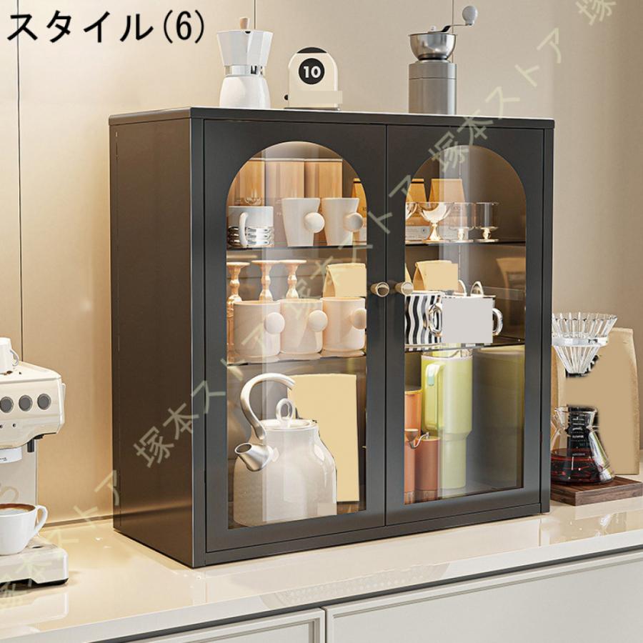 収納キャビネット ミニ食器棚 木製 デスクトップ カップホルダー 台所 キッチン ダイニングテーブル リビングルーム サイドボード 防塵 防湿 防虫 カップ_13
