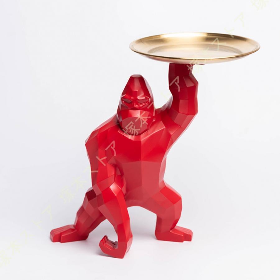 皿を捧げる 置物 収納置物 動物 マスコット ゴリラ グッズ 雑貨 可愛い