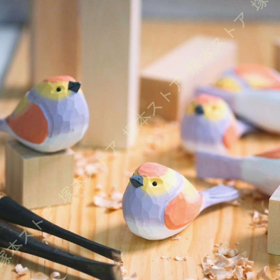 鳥の彫刻 木製 オシャレ 北欧風 置物 バード トリ 木製鳥 木製オブジェ