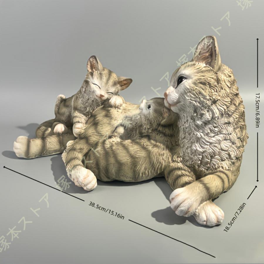 LxRx9 猫 置物 リアル ねこ ネコと鳥 動物オブジェ ガーデン