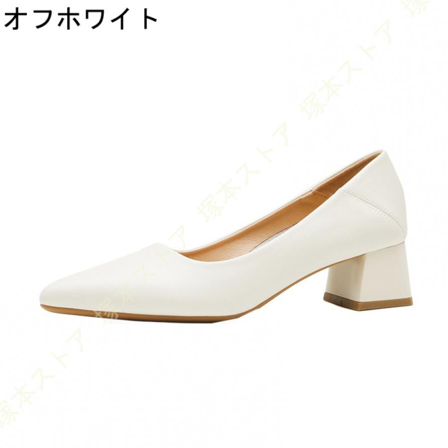 通勤用 コンフォートシューズ 太ヒール パンプス 痛くない レディース 黒 靴 歩きやすい スクエアカット 軽量 5cm リクルート ビジネス フォーマル 仕事 羊革_6