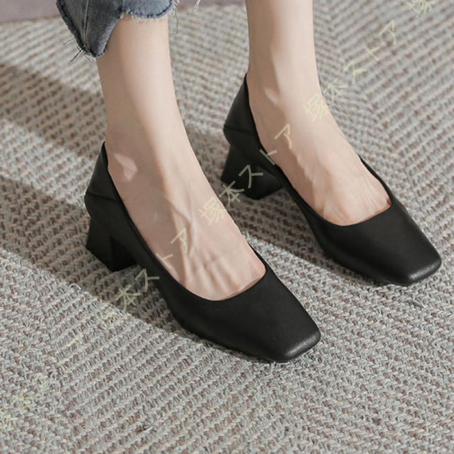 パンプス 痛くない 歩きやすい 走れる 楽 幅広 3E チャンキー