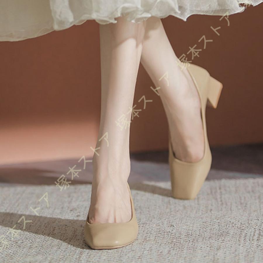 パンプス 痛くない 歩きやすい 走れる 楽 幅広 3E チャンキーヒール