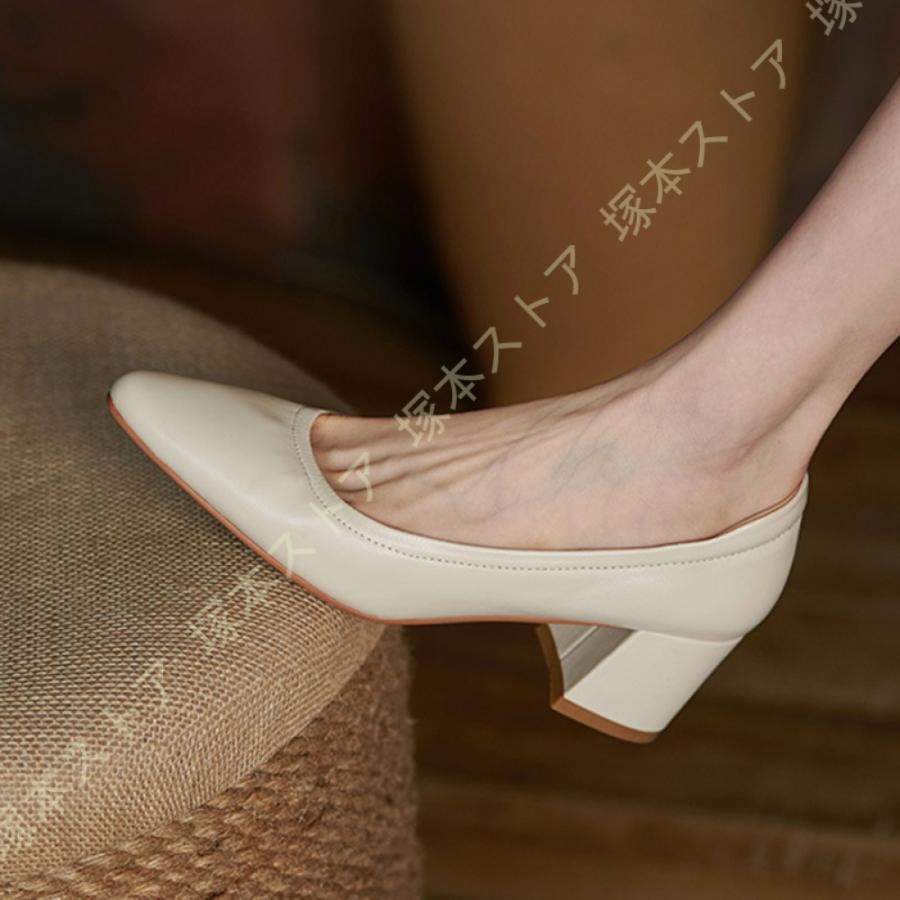 ローヒール パンプス 3.5cmヒール 歩きやすい フォーマル 冠婚葬祭 結婚式パンプス 痛くない 太ヒール ポインテッド 美脚 レディース 靴 5.5センチ ヒール_13