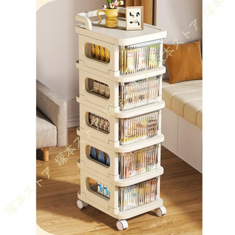 ワゴン 収納ラック キッチンワゴン キャスター付き 引き出し付き 透明