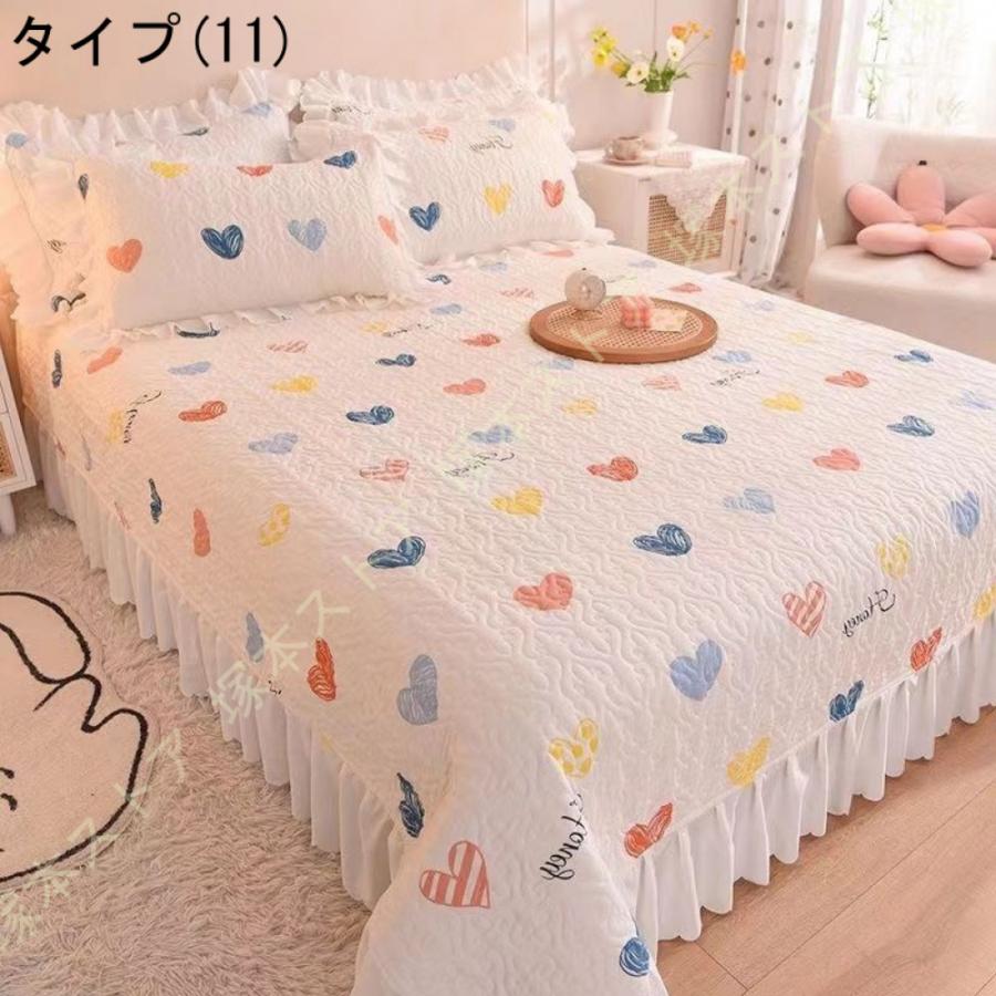 ベッドスプレッド ベッドカバー マルチカバー シングル用 フリル付き