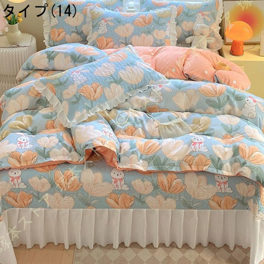 ベッドスプレッド ベッドカバー マルチカバー シングル用 フリル付き