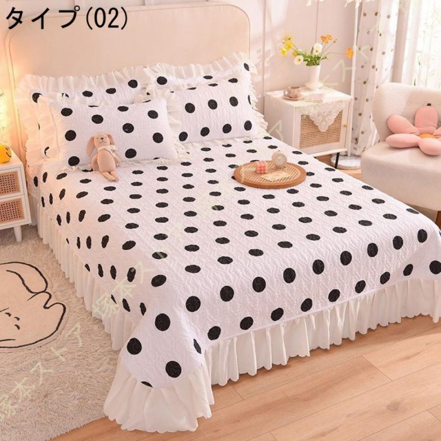 ベッドスプレッド ベッドカバー マルチカバー シングル用 フリル付き