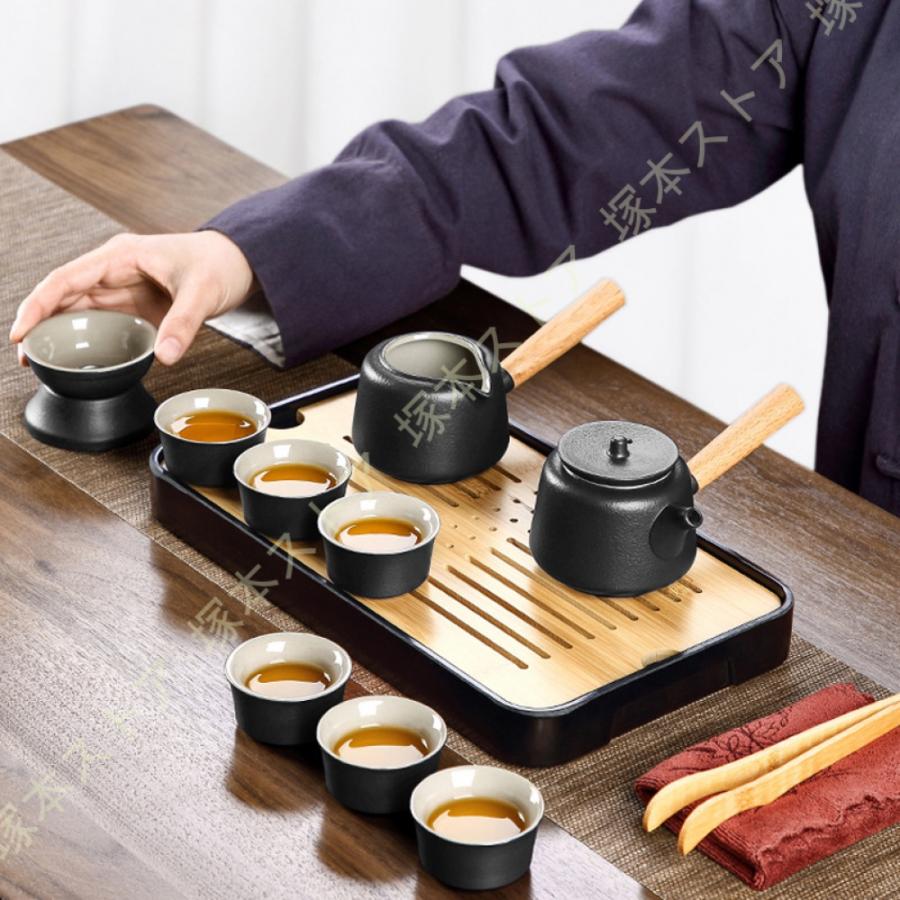 ​【逸品】指宿長太郎焼 煎茶器セット 瑠璃グラデーション 貫入釉（急須/湯呑） 急須 急須セット200ml 丸平型急須 お茶の葉桐 急須茶器セット セラ