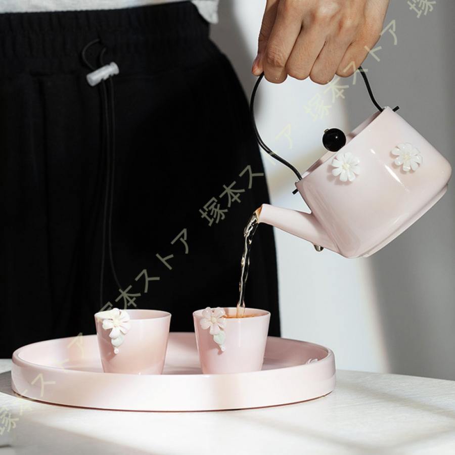 かわいい花柄の茶器5点セット 湯呑 急須 ポット 茶器 オシャレ かわいい花柄の茶器5点セット 湯呑 急須 ポット 茶器 オシャレ