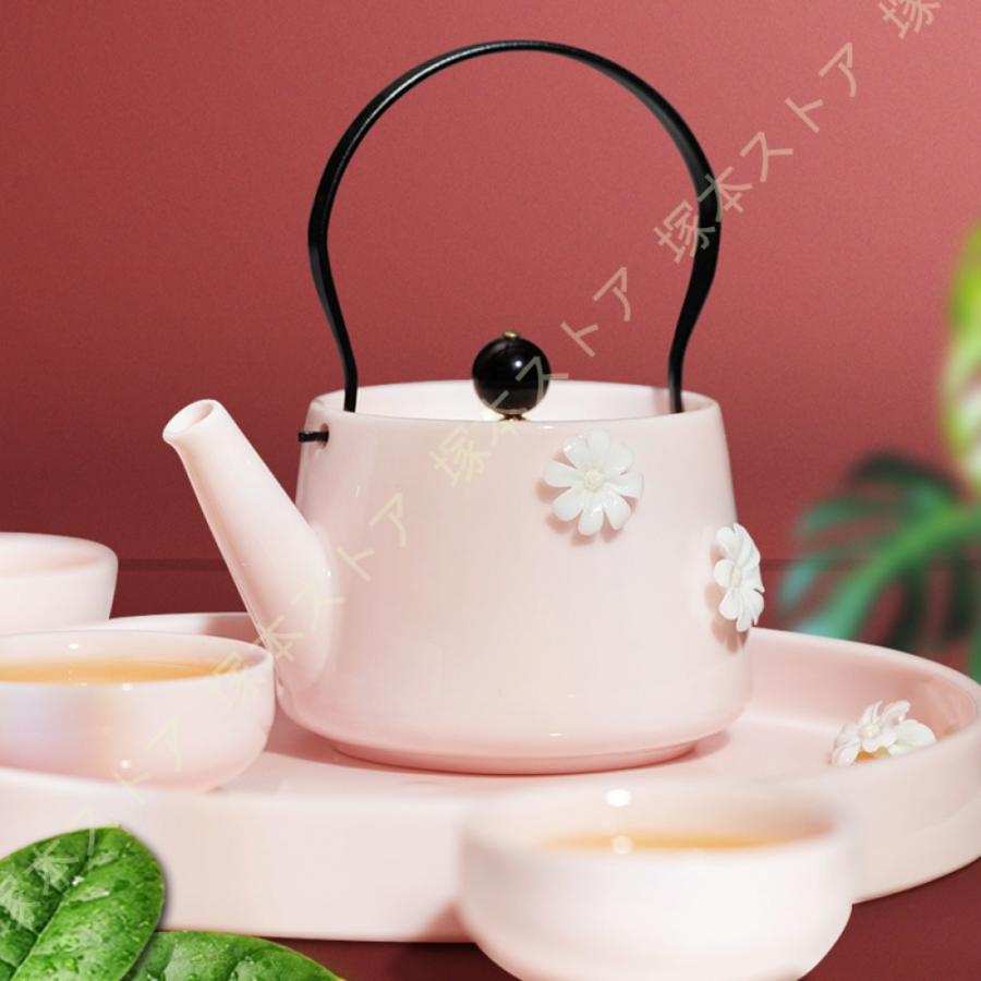 かわいい花柄の茶器5点セット 湯呑 急須 ポット 茶器 オシャレ かわいい花柄の茶器5点セット 湯呑 急須 ポット 茶器 オシャレ