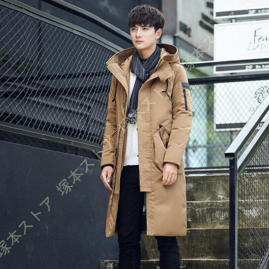 ダウンジャケット メンズ フード付き 冬 ダウンコート ロングコート  