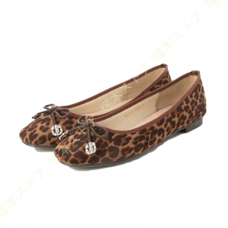 レディースシューズ バレエシューズ レオパード ヒョウ柄 リボン