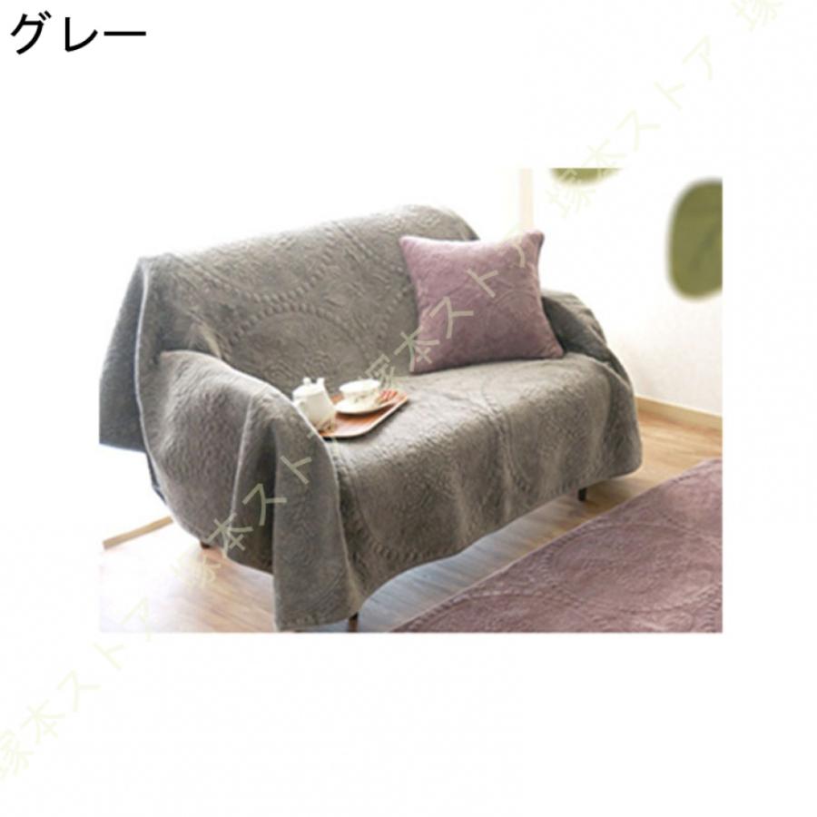 シャティヨン 200×200cm マルチカバー 洗える ソファー カバー キルト 刺繍 北欧 花柄 起毛 リバーシブル 洗える ベッド 床暖 ホットカーペットカバー こたつの画像