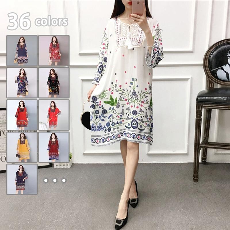 毎週更新 ワンピ―ス 花柄 レディース 春 夏用 エレガント 大人 着痩せ