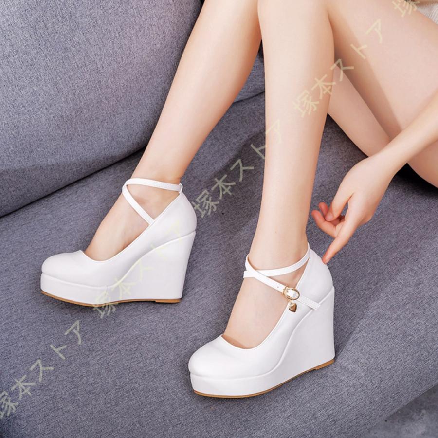 厚底 パンプス ウェッジソール 美脚 黒 白 レディース 厚底 パンプス ウェッジソール 美脚 黒 白 レディース