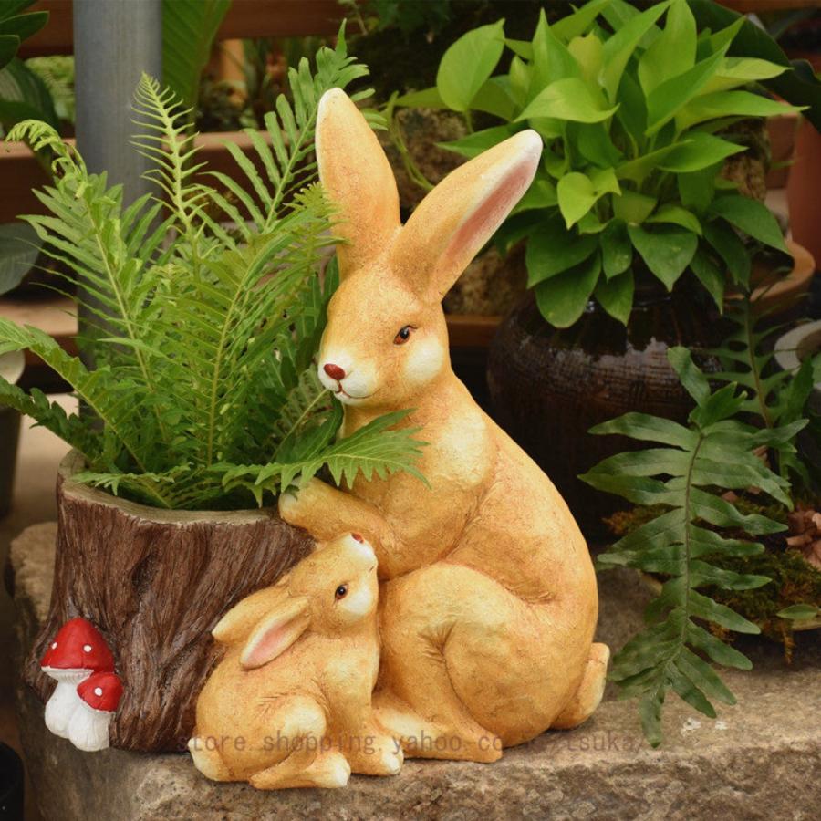 ガーデンオーナメント 庭オブジェ ガーデニング 動物 兎 うさぎ かわいい 樹脂置物 彫刻装飾 屋外 防水 おしゃれ 園芸雑貨 庭 飾り デコレーション 樹脂_17