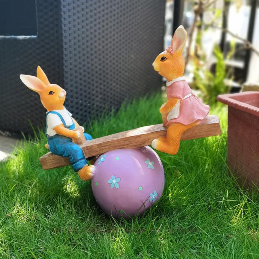 ガーデンオーナメント 庭オブジェ ガーデニング 動物 兎 うさぎ かわいい 樹脂置物 彫刻装飾 屋外 防水 おしゃれ 園芸雑貨 庭 飾り デコレーション 樹脂_21