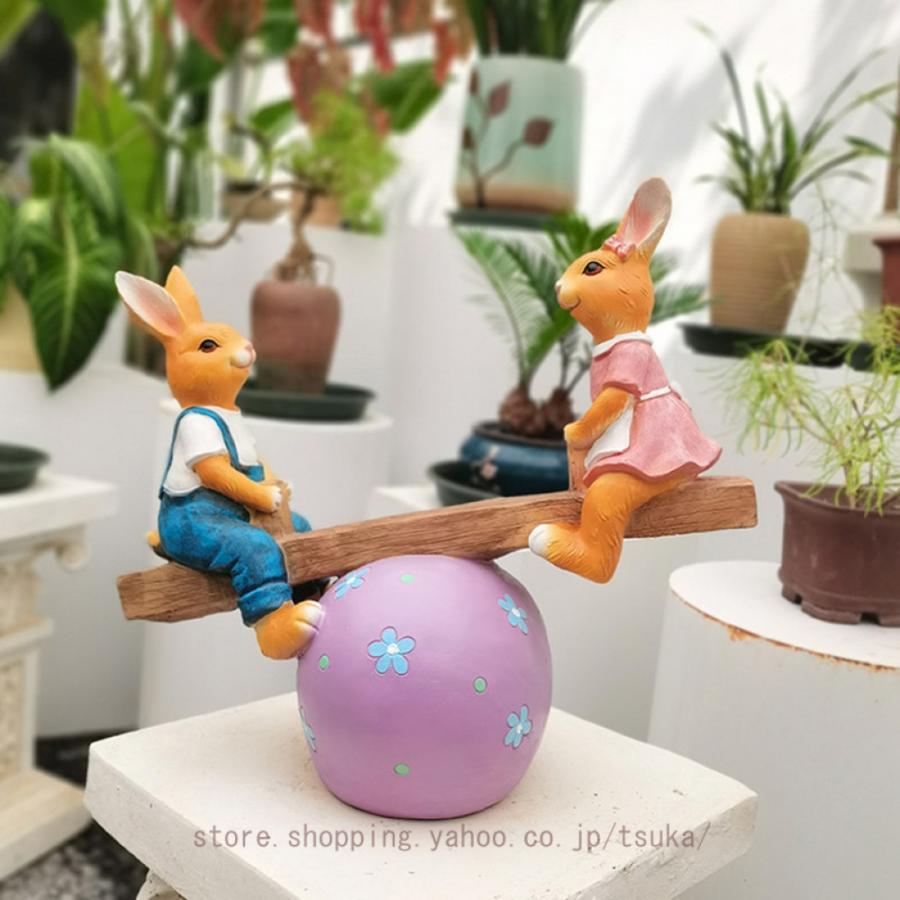 ガーデンオーナメント 庭オブジェ ガーデニング 動物 兎 うさぎ かわいい 樹脂置物 彫刻装飾 屋外 防水 おしゃれ 園芸雑貨 庭 飾り デコレーション 樹脂_22
