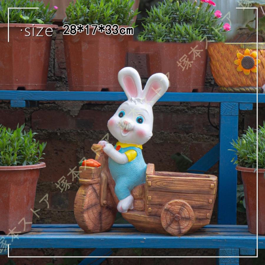 ガーデンオーナメント 兎 置物 ラビット かわいい 庭 屋外 デコレーション うさぎの置物 樹脂 ガーデニング雑貨 ガーデンオブジェ インテリア アウトドア 部屋_16