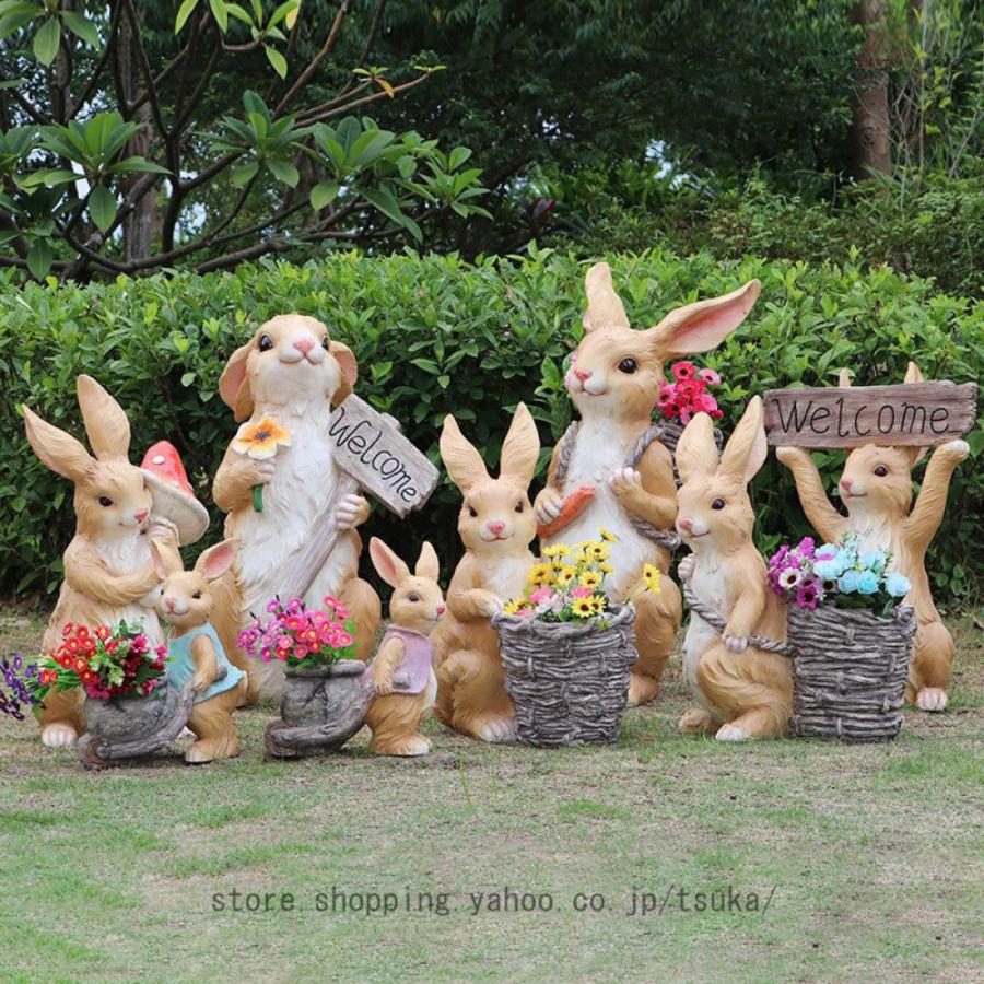 ガーデンオーナメント うさぎ 樹脂工芸品 兎 置物 動物の置物 庭アート飾り おきもの ガーデニング オブジェ ラビット ガーデン 庭 かっこいい 樹脂製 可愛い_10