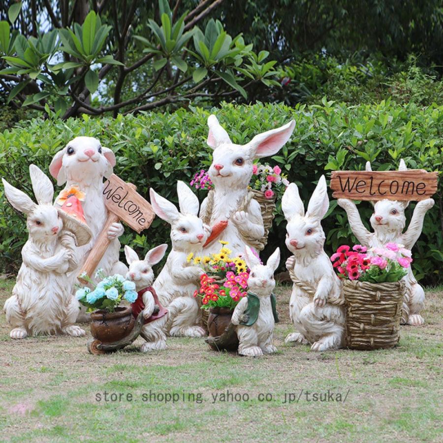ガーデンオーナメント うさぎ 樹脂工芸品 兎 置物 動物の置物 庭アート飾り おきもの ガーデニング オブジェ ラビット ガーデン 庭 かっこいい 樹脂製 可愛い_13