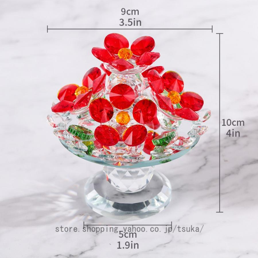 ガラスの花の置物 クリスタルフラワーオーナメント ミニクリスタル