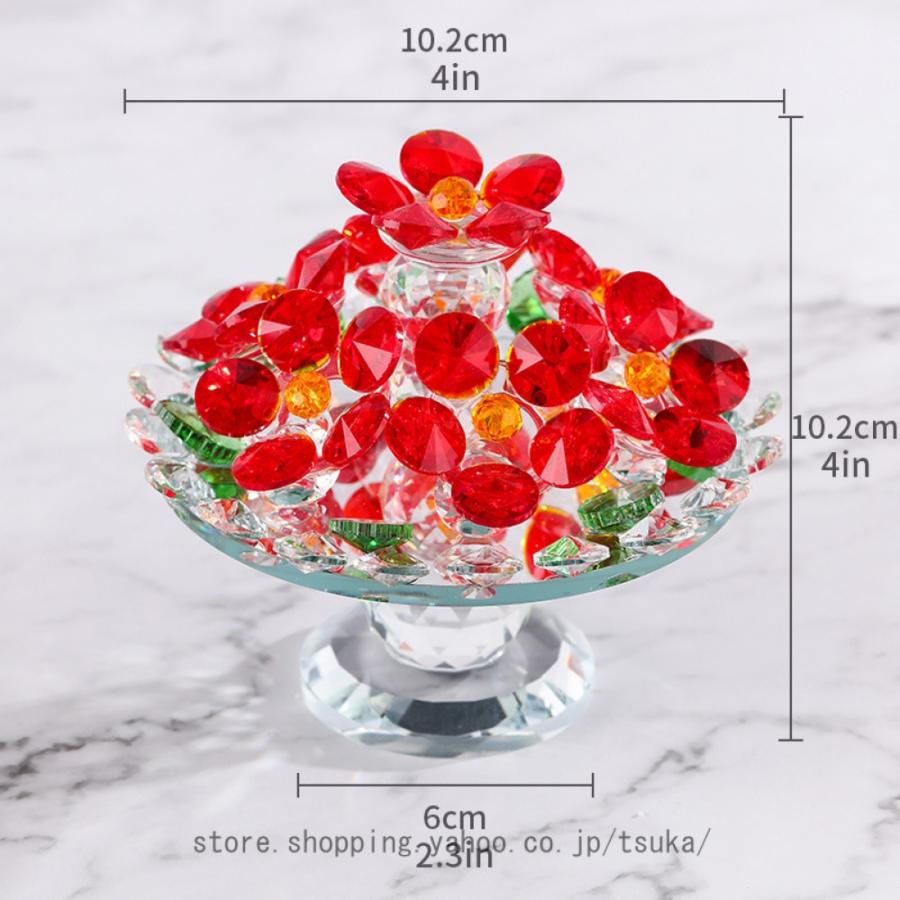 ガラスの花の置物 クリスタルフラワーオーナメント ミニクリスタル