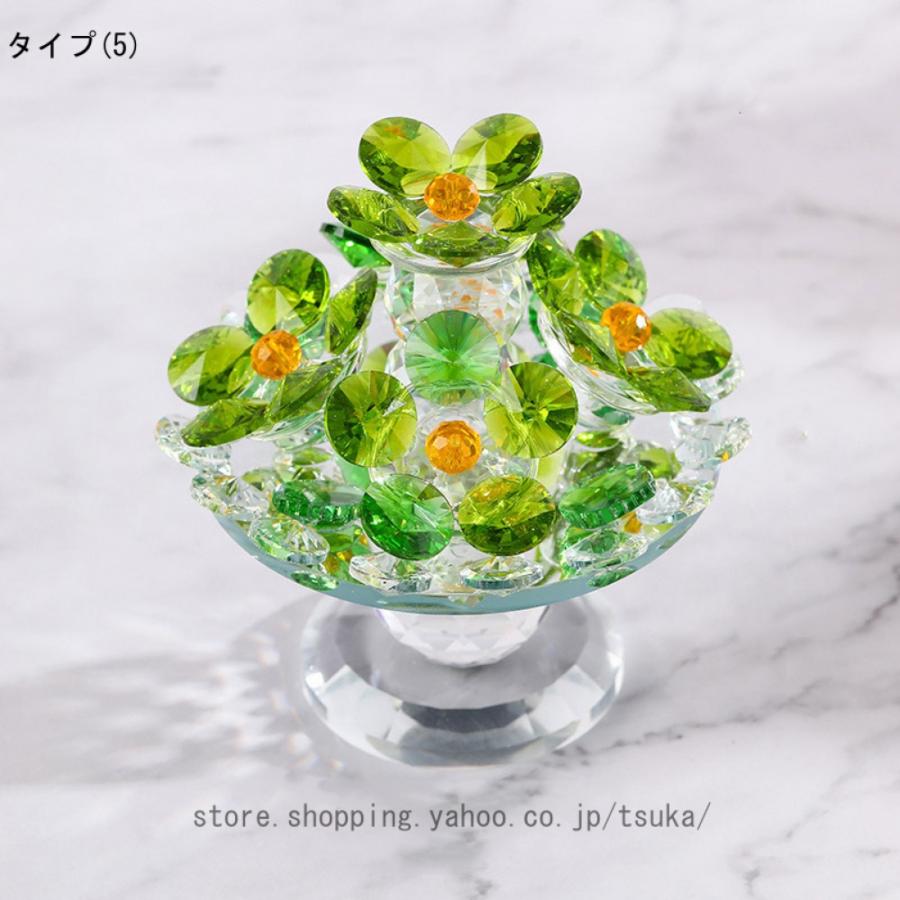 ガラスの花の置物 クリスタルフラワーオーナメント ミニクリスタル