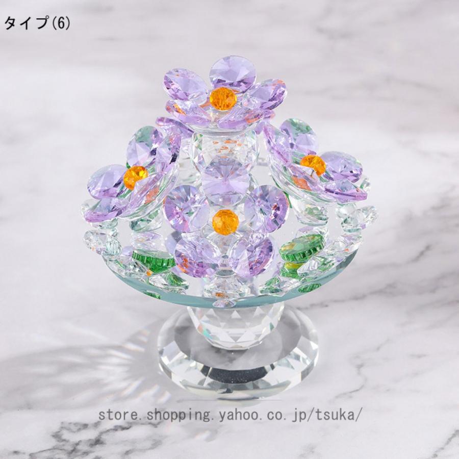 ガラスの花の置物 クリスタルフラワーオーナメント ミニクリスタル