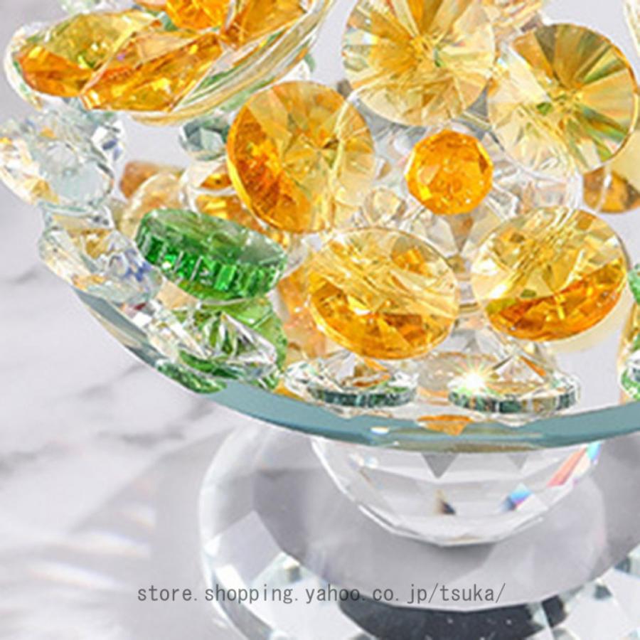 ガラスの花の置物 クリスタルフラワーオーナメント ミニクリスタル
