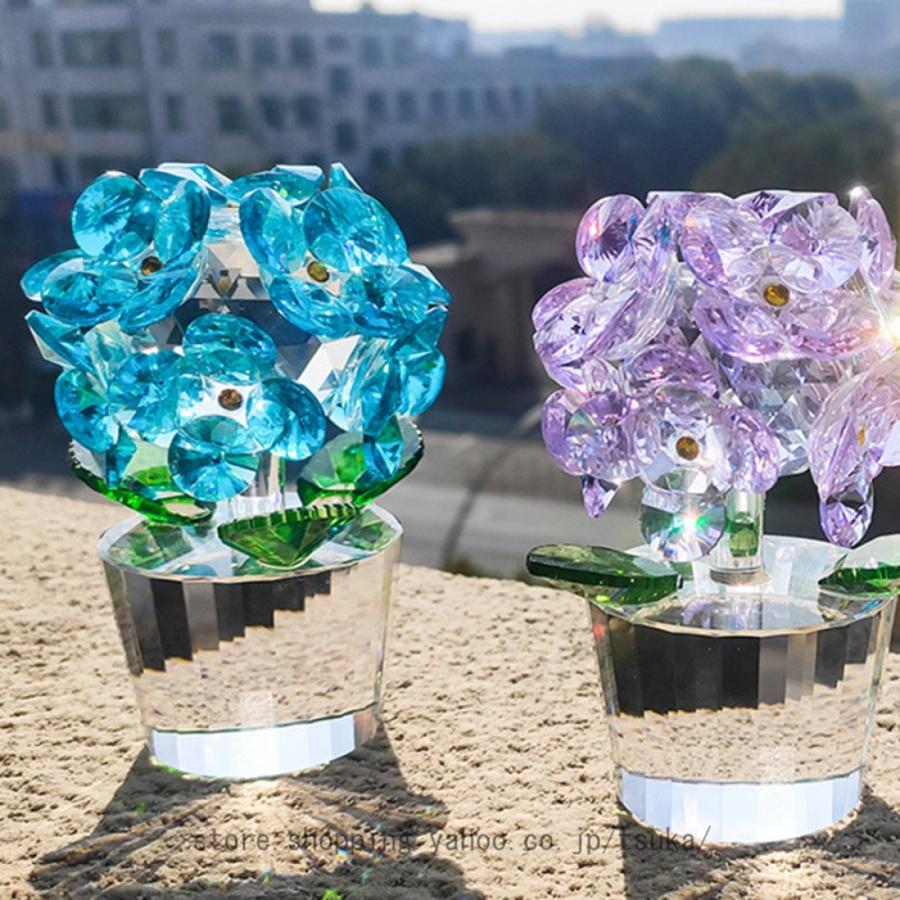 ガラスの花の置物 クリスタルフラワーオーナメント ミニクリスタル