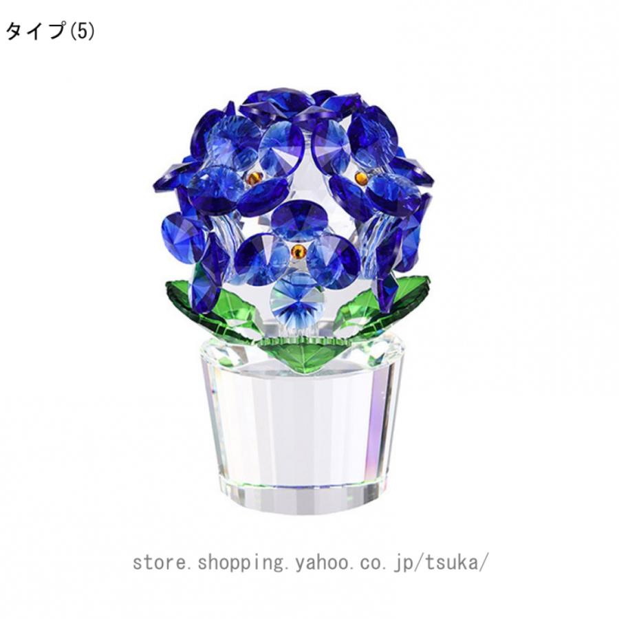 ガラスの花の置物 クリスタルフラワーオーナメント ミニ